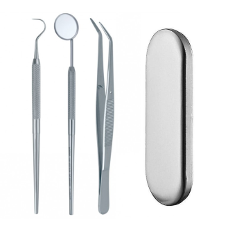 Zestaw Dentystyczny, Narzędzia Stomatologiczne 3szt + Metalowe pudełko